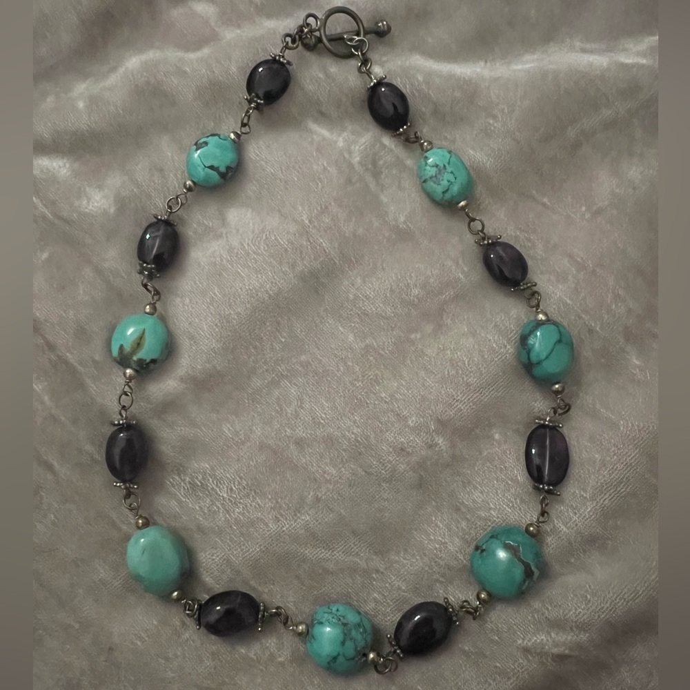 Turquoise and Black Beaded Necklace